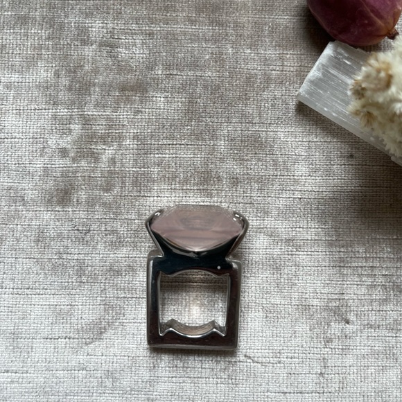 PIANEGONDA Large Sterling Silver Faceted Rose Quartz Cocktail Ring Size 7 - Picture 3 of 7